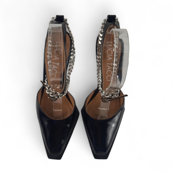 LUCCIA TACCI Handmade Chisel Toe Japanese Platform Chain Anklet Pumps Heels 6 - Picture 8 of 15